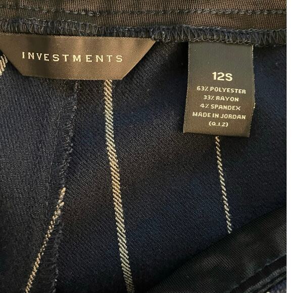 Investments Women's Navy W/White Stripes Soft Stretchy Capri Career Pants SZ 12S - Picture 6 of 7